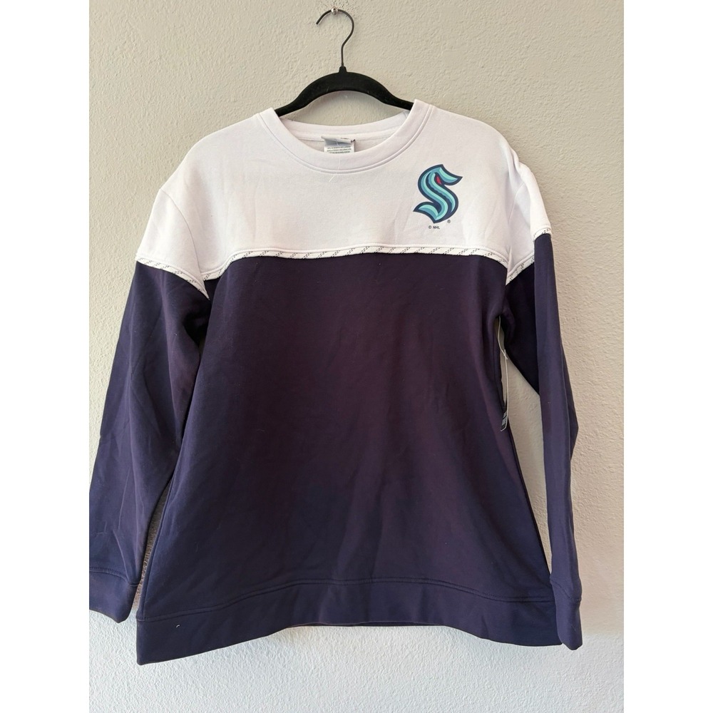 NHL Shop Women's Seattle Kraken New Sweatshirt Blue White Pullover